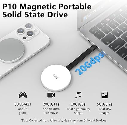 MAG SSD-for iPhone & Android MagSafe Portable SSD, Upto 2000MB/s-Type-C, SM2320